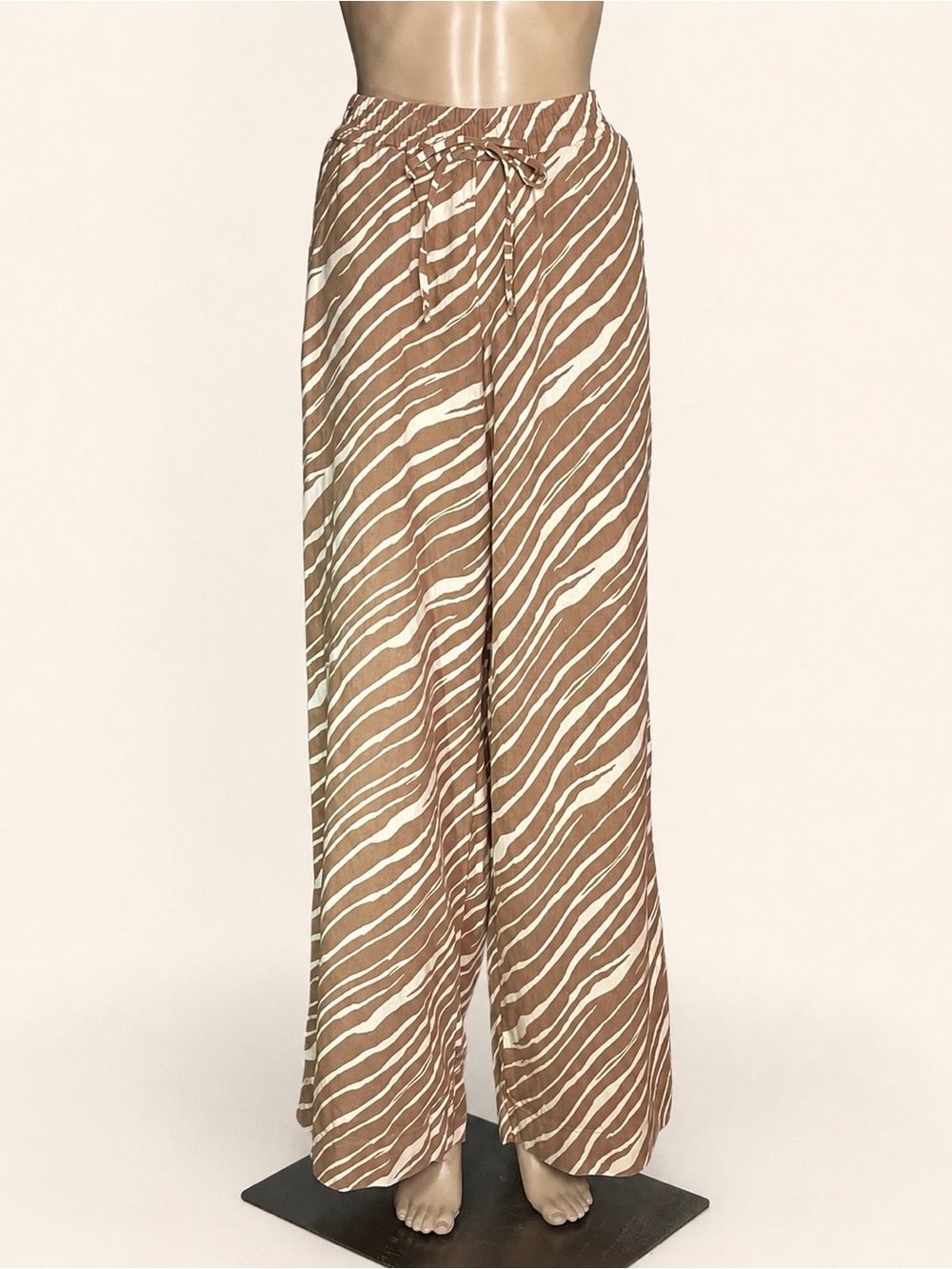🐆🤎 A NEW DAY ZEBRA LINEN-BLEND PALAZZO PANTS • S • WIDE LEG ✨